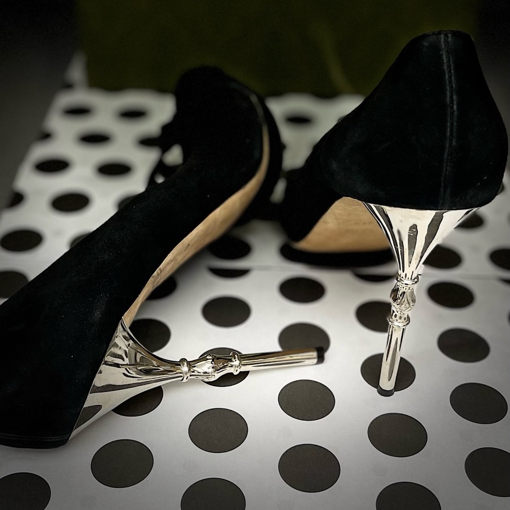 Gucci stiletto with silver Bamboo Heel. Vintage.
